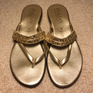Italian shoemakers gold sandals size 7